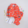 Unisex Premium Cotton Kids' Notched Collar Night Suit In Cute Baker Print- Red