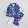 Unisex Premium Cotton Kids' Notched Collar Night Suit In Cute Sea Animals Print- Blue