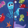 Unisex Premium Cotton Kids' Notched Collar Night Suit In Cute Sea Animals Print- Blue