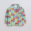 Unisex Premium Cotton Kids' Notched Collar Night Suit In Smart Funny Faces Print- Multi