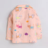 Unisex Pure Cotton Poplin Cute Cats Print Night Suit- Peach