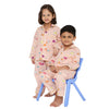 Unisex Pure Cotton Poplin Cute Cats Print Night Suit- Peach