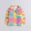 Pure Cotton Poplin Full Sleeves Donuts Blocks Printed Coordinating Night Suit - Multi Colour