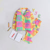 Pure Cotton Poplin Full Sleeves Donuts Blocks Printed Coordinating Night Suit - Multi Colour