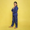 Unisex Pure Cotton Poplin Full Sleeves Space Theme Elements Printed Coordinating Night Suit - Dark Blue
