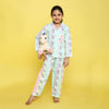 Pure Cotton Poplin Full Sleeves Tie Dye Unicorn Printed Coordinating Night Suit - Multi Colour