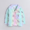 Pure Cotton Poplin Full Sleeves Tie Dye Unicorn Printed Coordinating Night Suit - Multi Colour