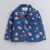 Unisex Pure Cotton Poplin Smart Football Print Night Suit- Dark Blue