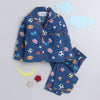 Unisex Pure Cotton Poplin Smart Football Print Night Suit- Dark Blue