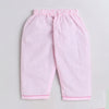 Pure Cotton Yarn Dyed Placement Text Embroidered & Pencil Striped Night Suit - White And Pink