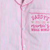 Pure Cotton Yarn Dyed Placement Text Embroidered & Pencil Striped Night Suit - White And Pink