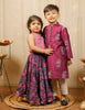 Purple Block Printed Kurta Pyjama Set