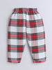 Unisex Red, White and Green Cotton Plaid Nightsuit with Cute Santa Claus Embroidery on Pocket