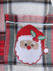 Unisex Red, White and Green Cotton Plaid Nightsuit with Cute Santa Claus Embroidery on Pocket