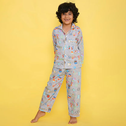 Unisex Kids Printed Back To School Pure Cotton Night suit