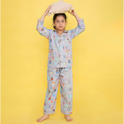 Unisex Kids Printed Back To School Pure Cotton Night suit