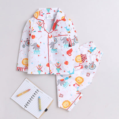 Unisex Kids Printed Circus Pure Cotton Night suit