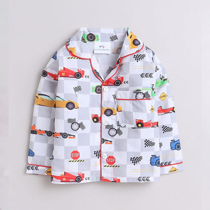 Unisex Kids Printed Racing Car Pure Cotton Night suit