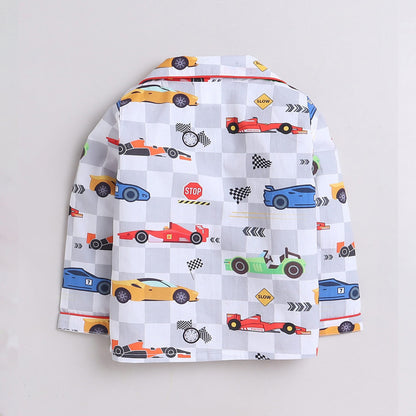Unisex Kids Printed Racing Car Pure Cotton Night suit