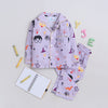 Unisex Premium Cotton Full Sleeves Potter Themed Printed Night Suit - Purple