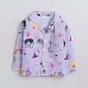 Unisex Premium Cotton Full Sleeves Potter Themed Printed Night Suit - Purple