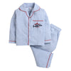 Unisex Stripes Night Suit With Cute Little Heartbreaker Embroidery On Pocket - Light Blue