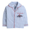 Unisex Stripes Night Suit With Cute Little Heartbreaker Embroidery On Pocket - Light Blue