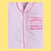 Unisex Stripes Night Suit With Daddy's Little Girl Embroidery On Pocket - Pink