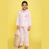 Unisex Stripes Night Suit With Daddy's Little Girl Embroidery On Pocket - Pink