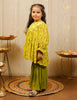 Yellow And Green Block Printed Kurta With Sharara Set