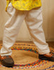 Yellow And Off White Kurta Pyjama Set With Jacket